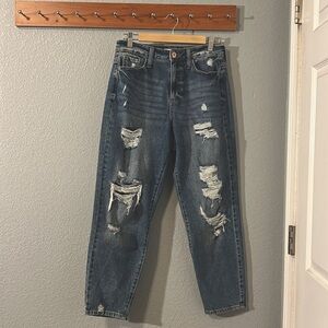 NWOT SO Distressed High Rise Mom Jeans